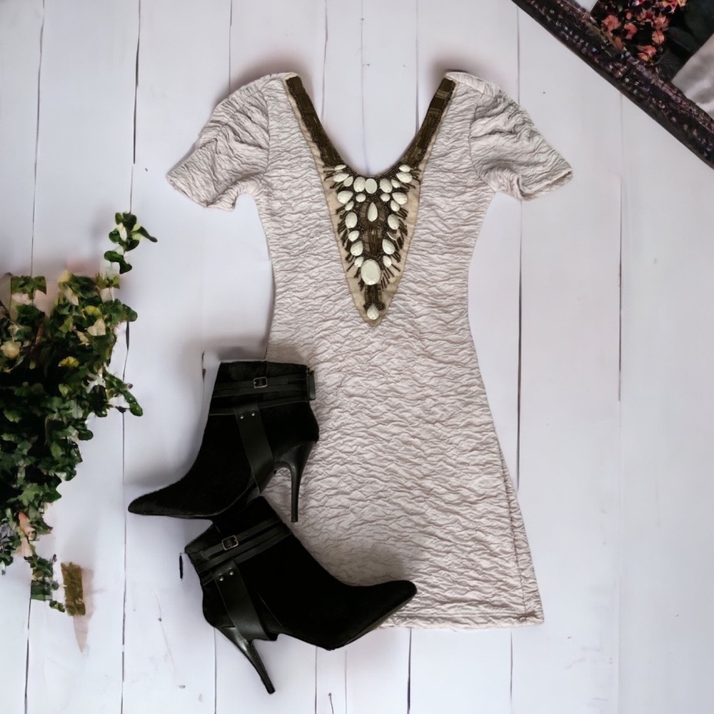 FREDERICKS OF HOLLYWOOD vintage beaded bodycon dress size small like new